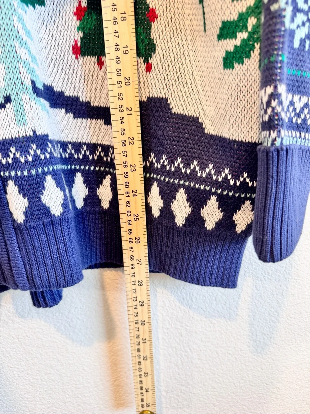 Coldwater Creek Cottagecore Christmas Snow Scene Zip Cardigan Sweater Large E21